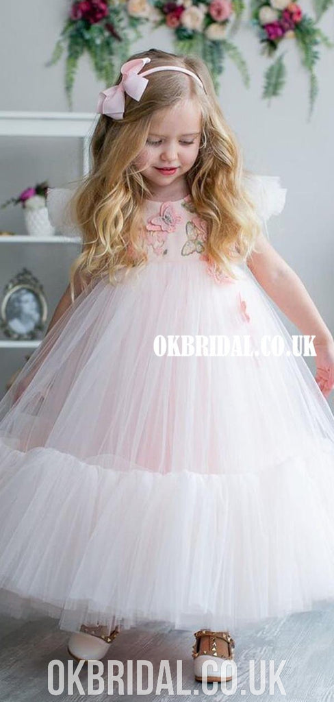 New Arrival Tulle A-line Appluqe Flower Girl Dress, FC4929