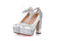 Fashion High Heels Round Pointed Toe Sequin Wedding Bridal Shoes, S035