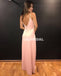 Soft Satin Backless Prom Dresses, Sexy V-Neck Slit Prom Dresses, KX504