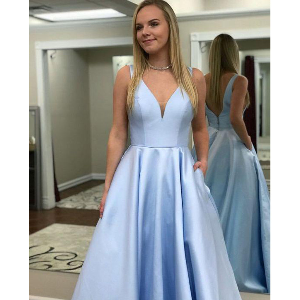 Sleeveless A-Line Satin Cheap Backless Tulle Long Prom Dress, FC507