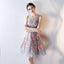 Round Neckline Organza Homecoming Dress, Applique Sleeveless Homecoming Dress, KX518