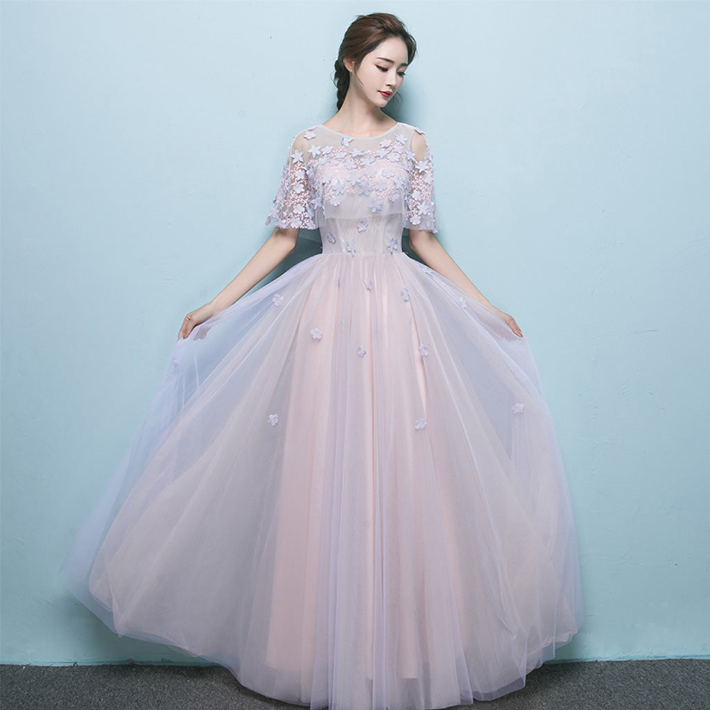 Tulle Prom Dresses, A-Line Party Dresses, Applique Charming Prom Dress, LB0521