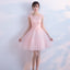 Short Homecoming Dress, Tulle Homecoming Dress, Applique Homecoming Dress, A-Line Junior School Dress, Sequin Graduation Dress, Pink Homecoming Dress, LB0522