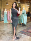 One Shoulder Mermaid Black Sequin Sparkle Prom Dresses, FC5391