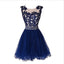 2017 A-Line Sexy  Navy Blue Homecoming Dresses,Sleeveless Applique Rhinestone Cheap Graduation Dresses,220055