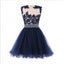 2017 A-Line Sexy  Navy Blue Homecoming Dresses,Sleeveless Applique Rhinestone Cheap Graduation Dresses,220055