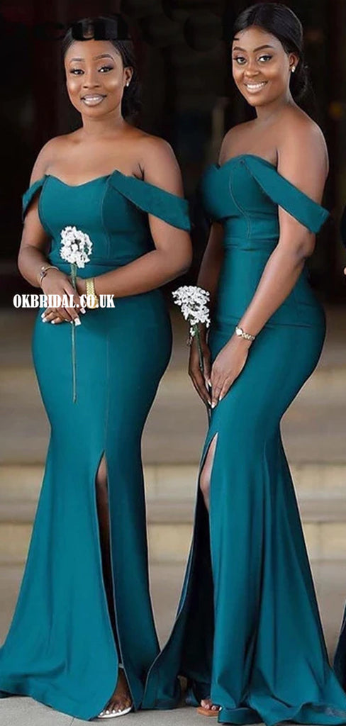 Stunning Mermaid Off Shoulder Sexy Slit Bridesmaid Dress, FC5884