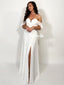 Stunning Off Shoulder Sweetheart A-line Chiffon Beach Wedding Dresses, FC5994