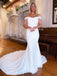 Off Shoulder Charming Mermaid Backless Satin Chiffon Beach Wedding Dresses, FC5997