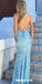 Spaghetti Straps Backless Prom Dresses, Charming Sequin Beads Mermaid Prom Dresses, KX606