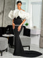 Black Off Shoulder Gorgeous Mermaid Long Prom Dresses, FC6105