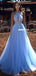 Halter A-line Tulle Sparkle Backless Beaded Prom Dresses, FC6148