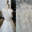 Charming V Neck Handmade Flowers Pretty See Through Back Bridal Gown, WG618