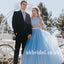 Two Pieces Off Shoulder Prom Dress, Blue A-Line Beaded Prom Dress, KX623