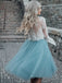 Short Homecoming Dress, Tulle Homecoming Dress, Lace Homecoming Dress, Two Pieces Junior School Dress, Long Sleeve Graduation Dress, Knee-Length Homecoming Dress, LB0641