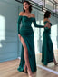 Off Shoulder Long Sleeves Mermaid Sexy High Slit Prom Dresses, FC6531