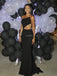 Charming Black Spaghetti Strap Mermaid Backless Prom Dresses, FC6555