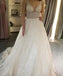 Sparkly Sequin A-Line Gorgeous Tulle V-Back Wedding Dresses, KX658