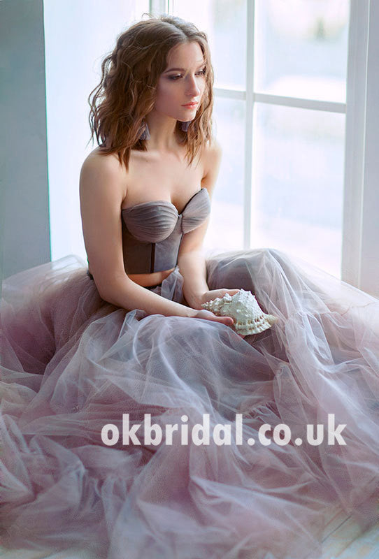 Two Pieces Sweet Heart Prom Dresses, Tulle Backless Prom Dresses, Prom Dresses Online, KX663