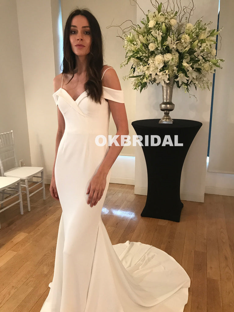 Off Shoulder Mermaid Wedding Dresses, New Arrival Backless Wedding Dresses, KX678