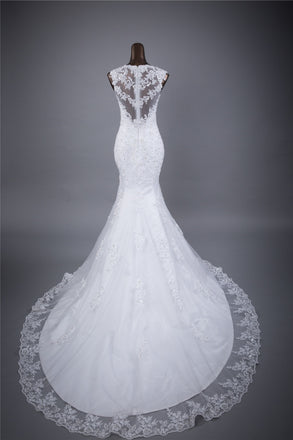 Long Wedding Dress, Lace Wedding Dress, Sleeveless Wedding Dress, Mermaid Bridal Dress, Sequin Wedding Dress, Applique Wedding Dress, Sexy Dress, LB0700