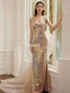 Sparkle Mermaid Sequin Backless Long Prom Dresses, FC7028