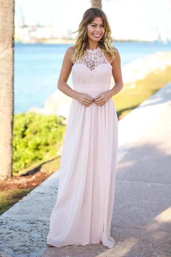 Long Bridesmaid Dress, Sleeveless Bridesmaid Dress, Lace Bridesmaid Dress, Dress for Wedding, Chiffon Bridesmaid Dress, Open-Back Bridesmaid Dress, LB07738