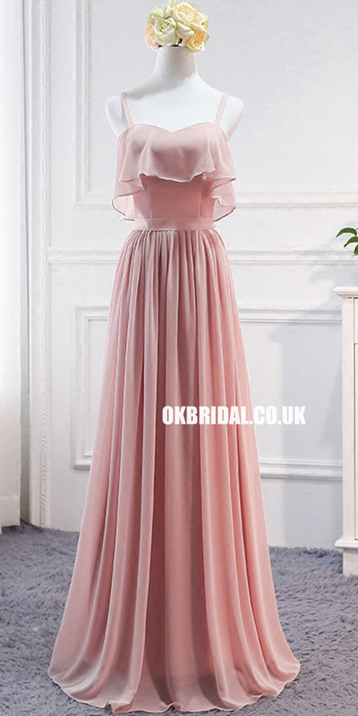 Mismatched Chiffon A-Line Simple Bridesmaid Dress, Lace-Up Floor-Length Bridesmaid Dress, LB0750