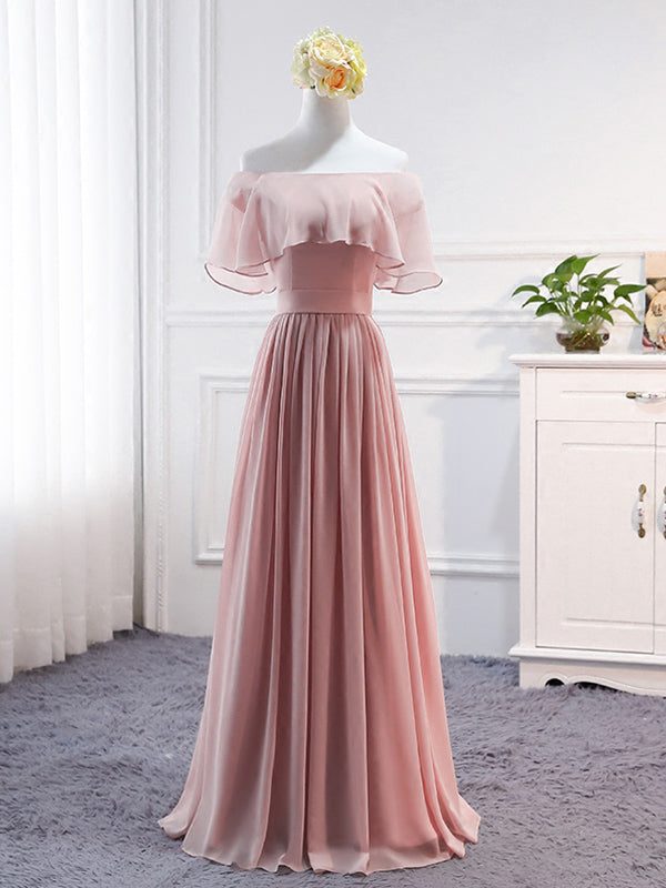 Mismatched Chiffon A-Line Simple Bridesmaid Dress, Lace-Up Floor-Length Bridesmaid Dress, LB0750