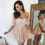 Off Shoulder Homecoming Dress, Tulle Applique Homecoming Dress, LB0763