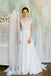 Long Chiffon Applique Wedding Dress, V-Back Beach Wedding Dress, A-Line Wedding Dress, LB0768