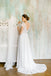 Long Chiffon Applique Wedding Dress, V-Back Beach Wedding Dress, A-Line Wedding Dress, LB0768