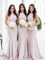 Pink Elegant Mermaid Sleeveless Bridesmaid Dress, Charming Floor-Length Bridesmaid Dress, KX782