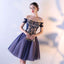 Tulle Off Shoulder Homecoming Dress, Applique Knee-Length Vintage Homecoming Dress, LB0783