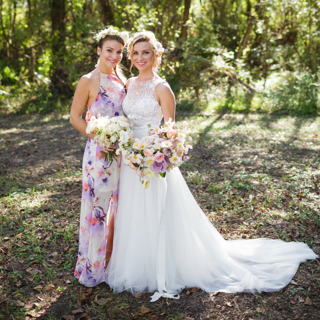 Charming Long Lace Top A-Line Wedding Dress, Tulle Round Neckline Backless Wedding Dress, KX785