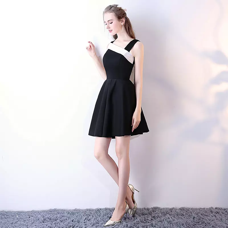 Satin Homecoming Dress, Sleeveless Junior School Dress, Knee-Length Homecoming Dress, LB0787