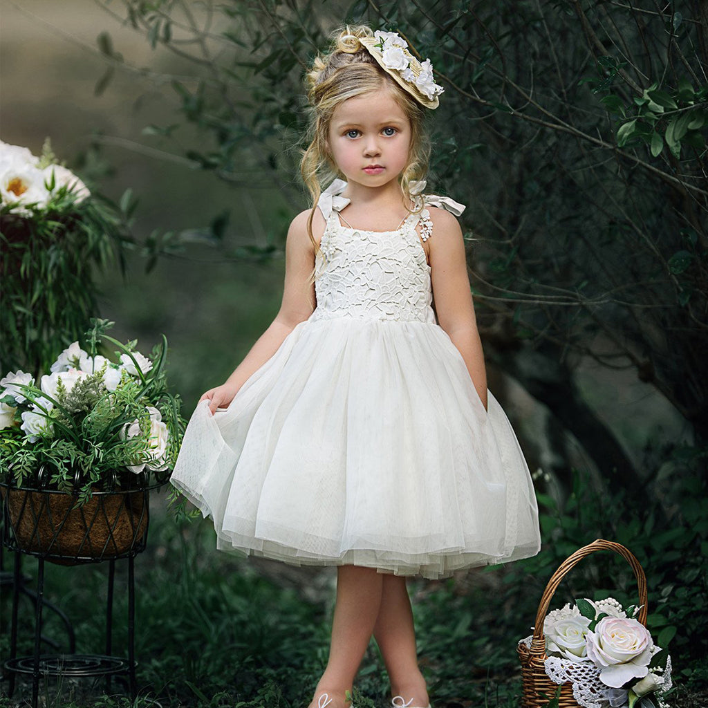 Cute Lace Top Tulle Sleeveless Flower Girl Dresses,  Cheap Little Girl Dresses, KX801