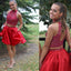 Popular blush red two pieces beaded unique tight homecoming prom gown dress,BD0083