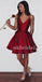 Spaghetti Straps Homecoming Dress, Taffeta Homecoming Dress, V-Neck Homecoming Dress, Simple Junior School Dress, LB0877