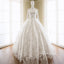 V-Neck Lace Wedding Dress, Tulle Vintage Wedding Dress, Floor-Length Applique Wedding Dress, LB0909