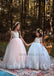 Round Neckline Lace Top Tulle Popular Applique Flower Girl Dresses, Cheap Little Girl Dresses,  KX92