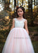 Round Neckline Lace Top Tulle Popular Applique Flower Girl Dresses, Cheap Little Girl Dresses,  KX92