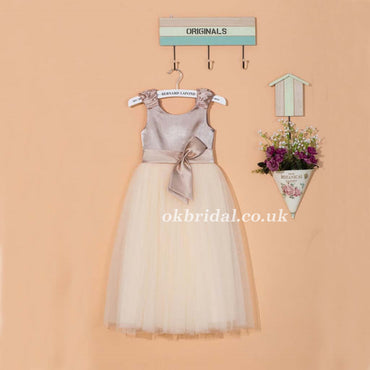 Round Neckline Tulle Flower Girl Dresses, Popular Little Girl Dresses, LB0997