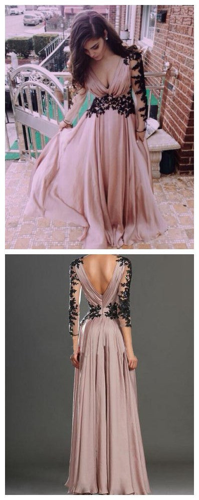 Long Sleeve Prom Dresses,Long Prom Dresses, V-neck Prom Dresses,Long Sleeve Prom Dresses, Chiffon Prom Dresses, Popular Prom Dresses,Custom Prom Dresses,Prom Dresses Online,PD0112