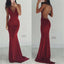 Backless Prom Dresses, Sexy Prom Dresses, Burgundy Prom Dresses, V-neck Prom Dresses, Cocktail Prom Dresses, PD0161