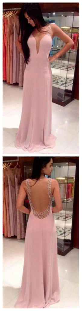 Pink Prom Dresses, V-Neck Prom Dresses,Backless Long Prom Dresses,Pretty  Prom Dresses,Party Prom Dresses,Evening Prom Dresses,Prom Dresses Online,PD0076