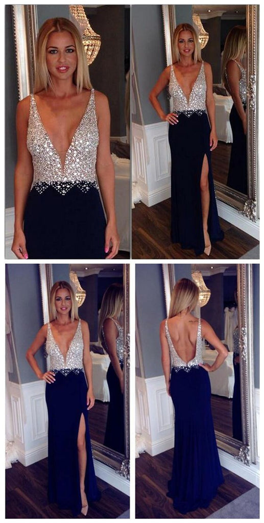 Deep V-Neck Prom Dresses,Open Back Prom Dresses,Side Slit Prom Dresses,Fashion Prom Dresses,Popular Party Dresses,Newest Prom Dresses ,Prom Dresses Online,PD0088