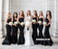 Black Mermaid Satin Backless Sweetheart Tulle Slit Bridesmaid Dresses, FC2184