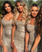 Sparkly Sequin Mermaid Sexy Backless Slit Halter Bridesmaid Dress, FC4006