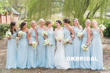 Cheap One Shoulder Bridesmaid Dress, Chiffon A-Line Bridesmaid Dress UK, KX1020